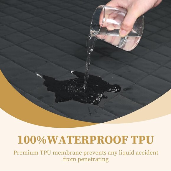 Quilted Fitted Cal King Mattress Pad Cover, Waterproof Mattress Protector, Grey - Picture 2 of 7